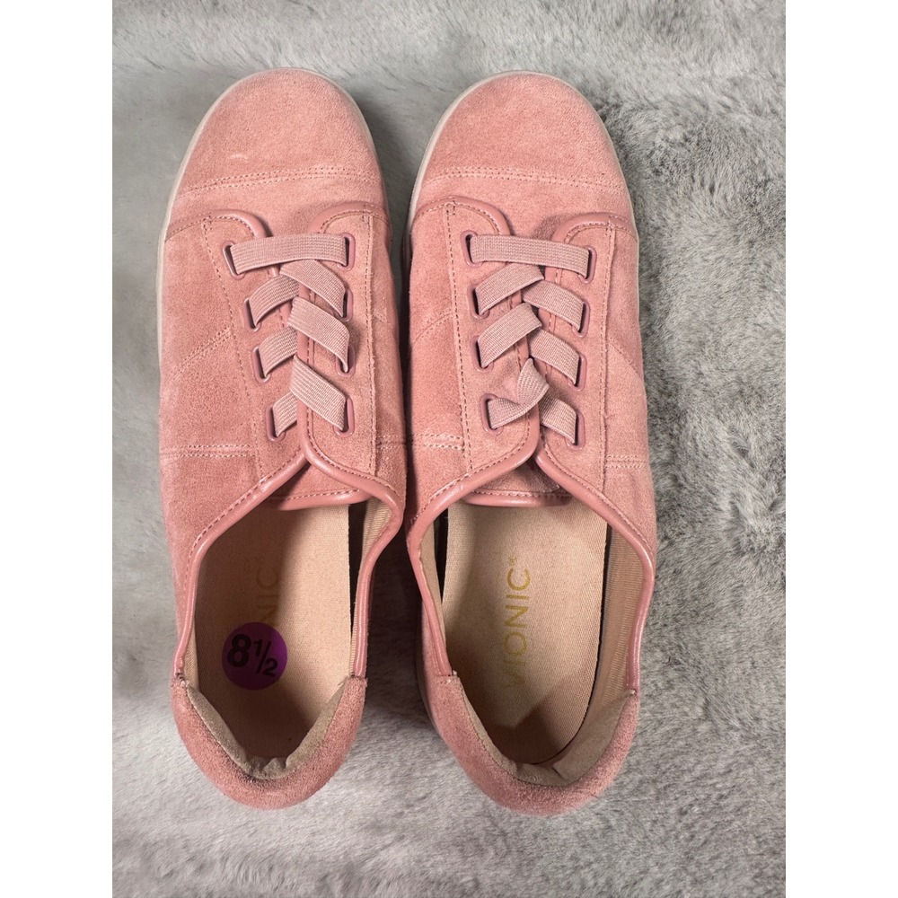 Vionic Sneakers Womens 8.5 Jean Suede Pink Low Top Orthotic Comfort Walking Shoe